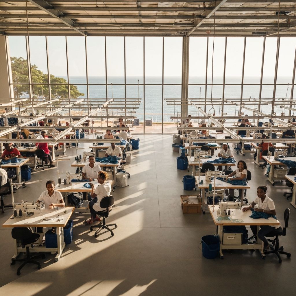 Interior da fábrica CAM em Cabo Verde